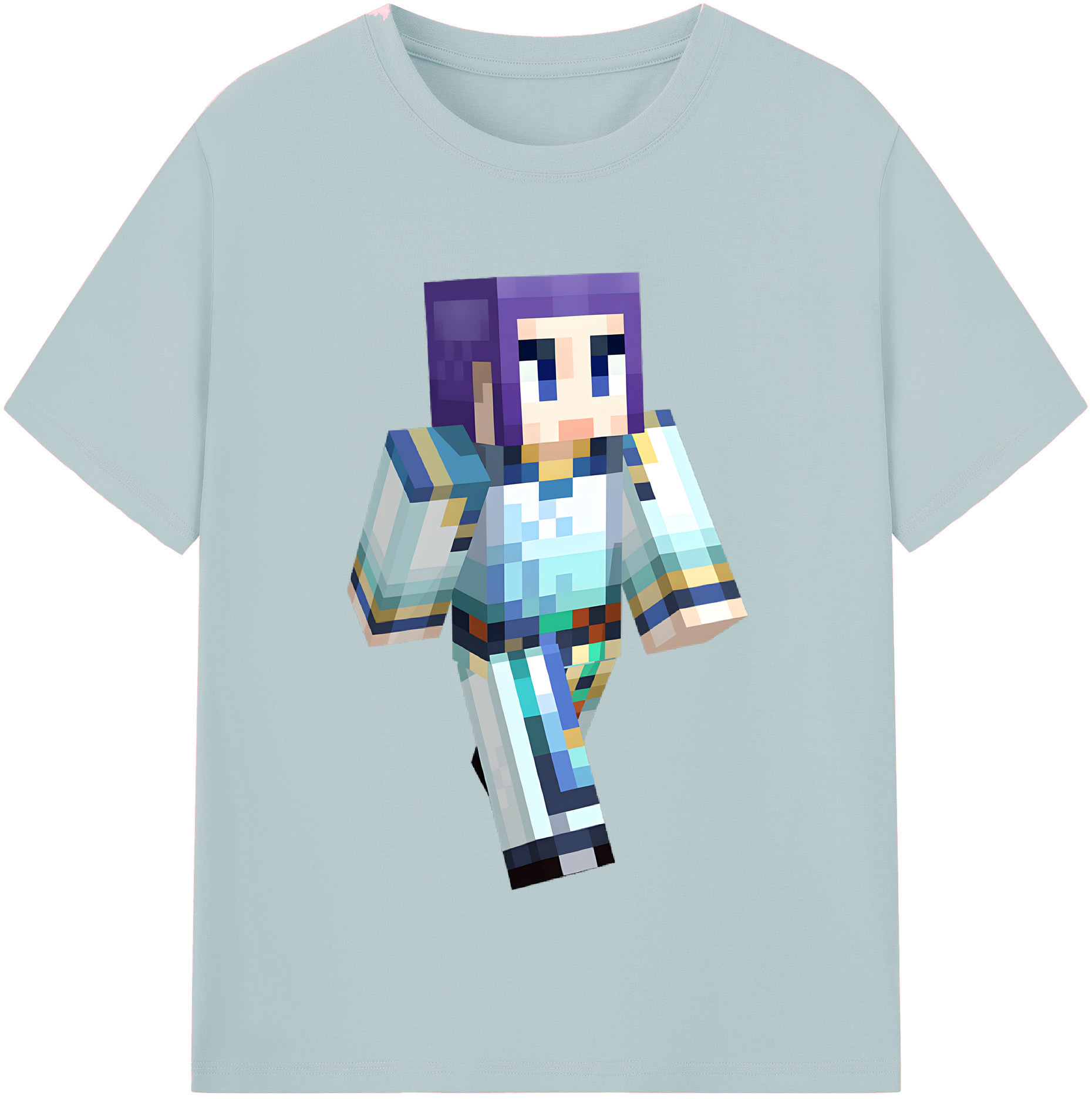 （画像用） マインクラフト ブロックの世界 Minecraft MC Block world 綿100％半袖Tシャツ（フロントプリント）
